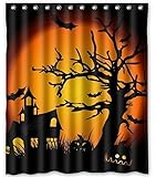 Fashion Custom Happy Halloween Waterproof Polyester Fabric Shower Curtain 60" x 72"