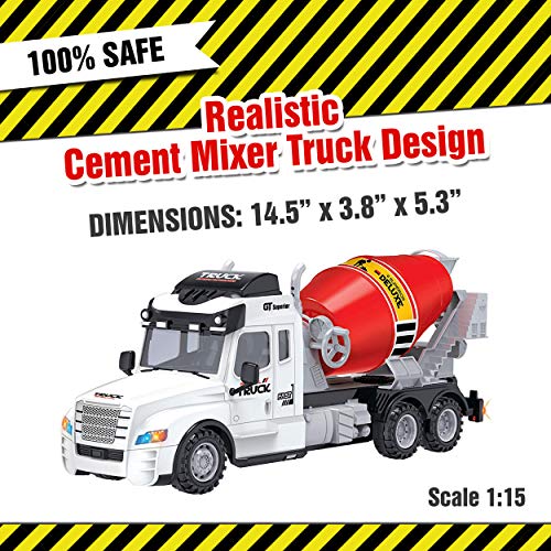 Toy Chef Remote Control Truck RC Toy for Kids Aged 3+, Lights, , Realistic Excavator Truck Design, Full Range of Motion - Battery Operated, Strong and Safe ABS Plastic (Cement Mixer Truck) - Thumbnail 5