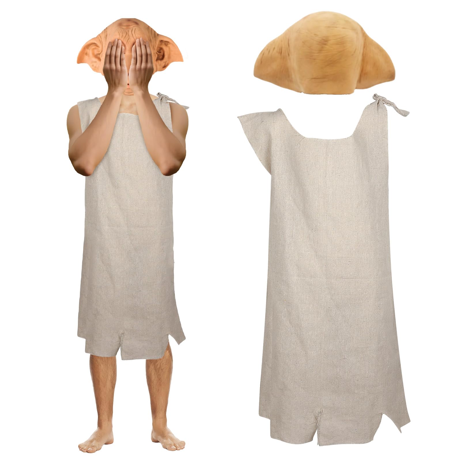 AENEY Elf Costume Halloween House Elf Outfit for Adults Kids, Fancy Dress Party Headwear Cosplay Props (Adults, Large)