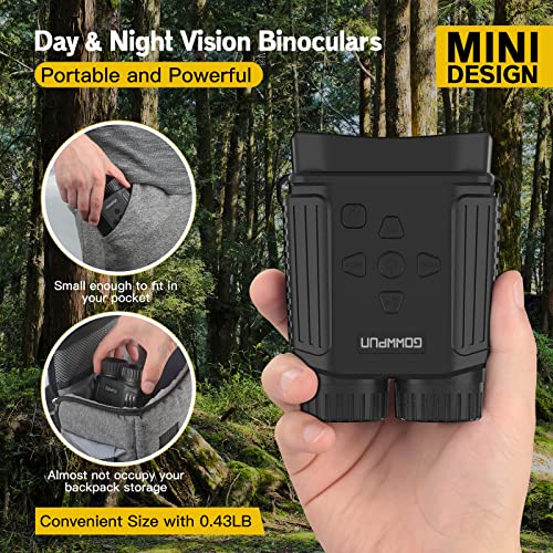GOWWPUN Mini Night Vision Binoculars - Digital Infrared Night Vision and Day Binoculars Goggles 984FT Viewing for Adults/Hunting,Take Photos/Video,Include 4in1 Card Reader,32GB SD Card