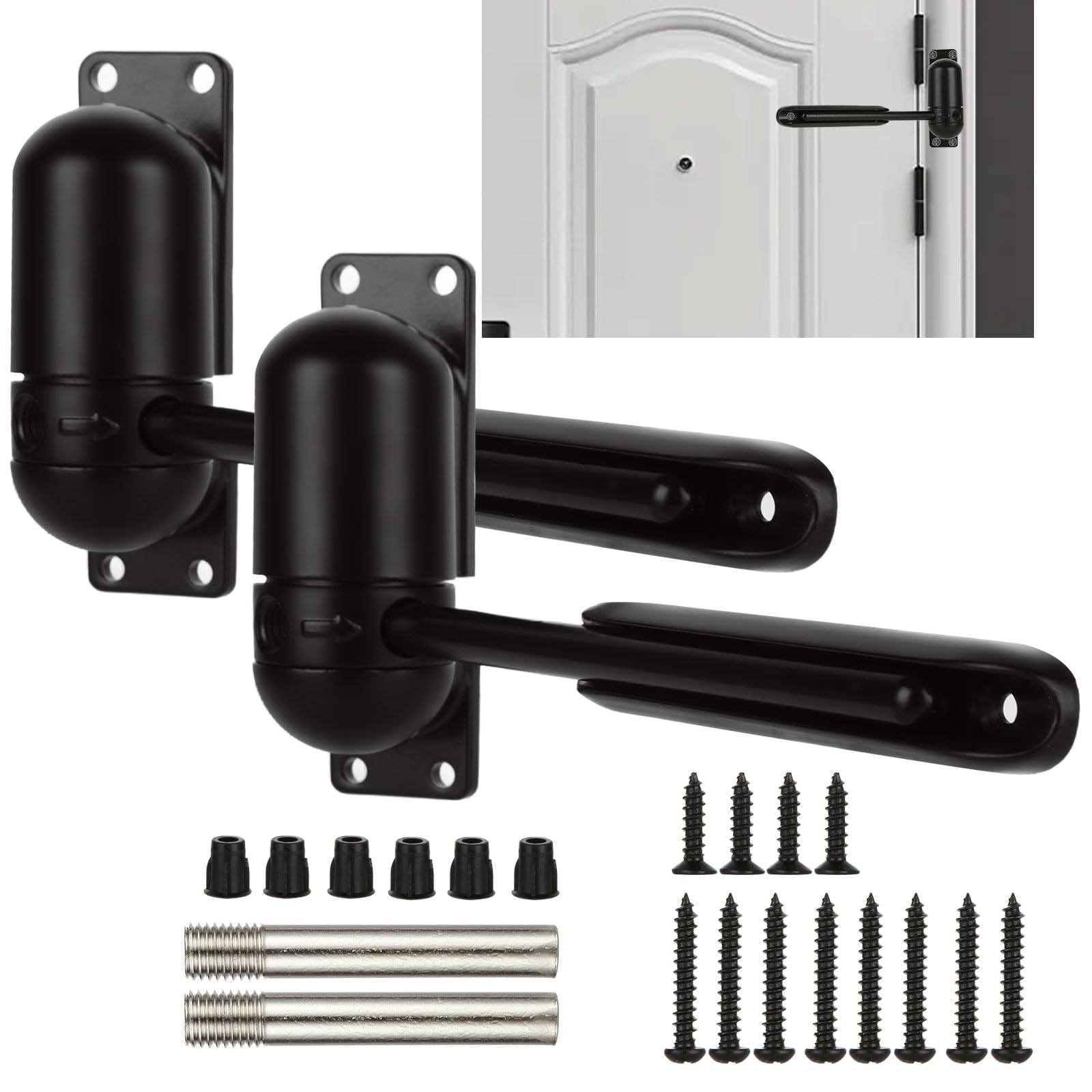Photo 1 of 2PCS Automatic Door Closer Spring Hinge Small Door Closer 3-1/2”Adjustable Safety Self Closing Door Hinge for Residential Doors to Self-Closing, Black Door Closer Auto for Commercial