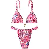 RoseSeek Women's 2 Piece Floral Tropical Print Bikini Set Boho Triangle Bathing Suit Tie Backless Swimsuit Sets