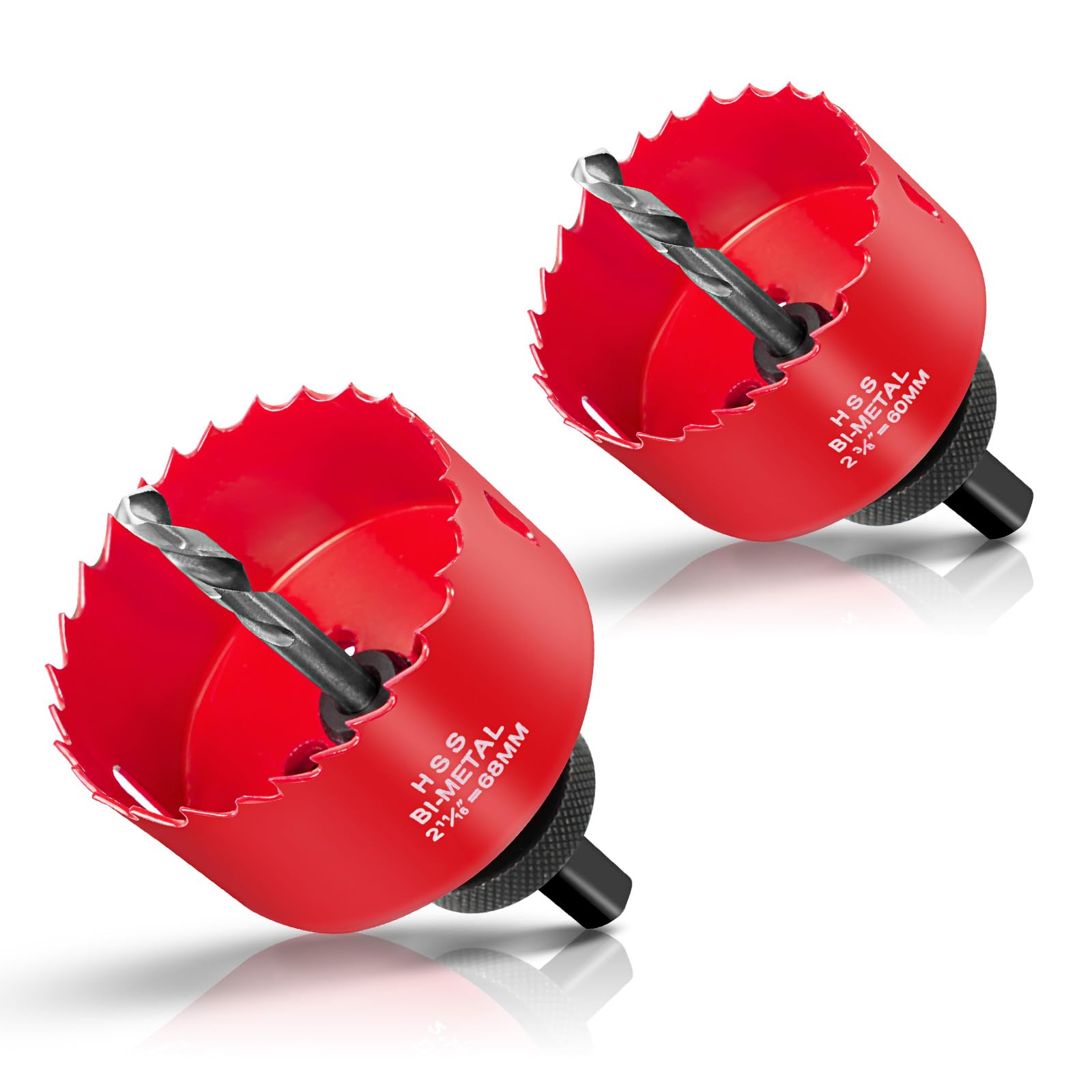 HYCHIKA Bi-Metal Hole Saw, 2PCS Hole Saw Set 68mm 60mm, Cutting Depth: 32mm, Perfect for Drilling Soft Metal, Wood, PVC Board and Plastic