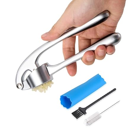 OTraki Knoblauchpresse Edelstahl Rostfrei Knoblauchschneider Garlic Press Knoblauch Ingwerpresse Praktischer Küchenhelfer mit