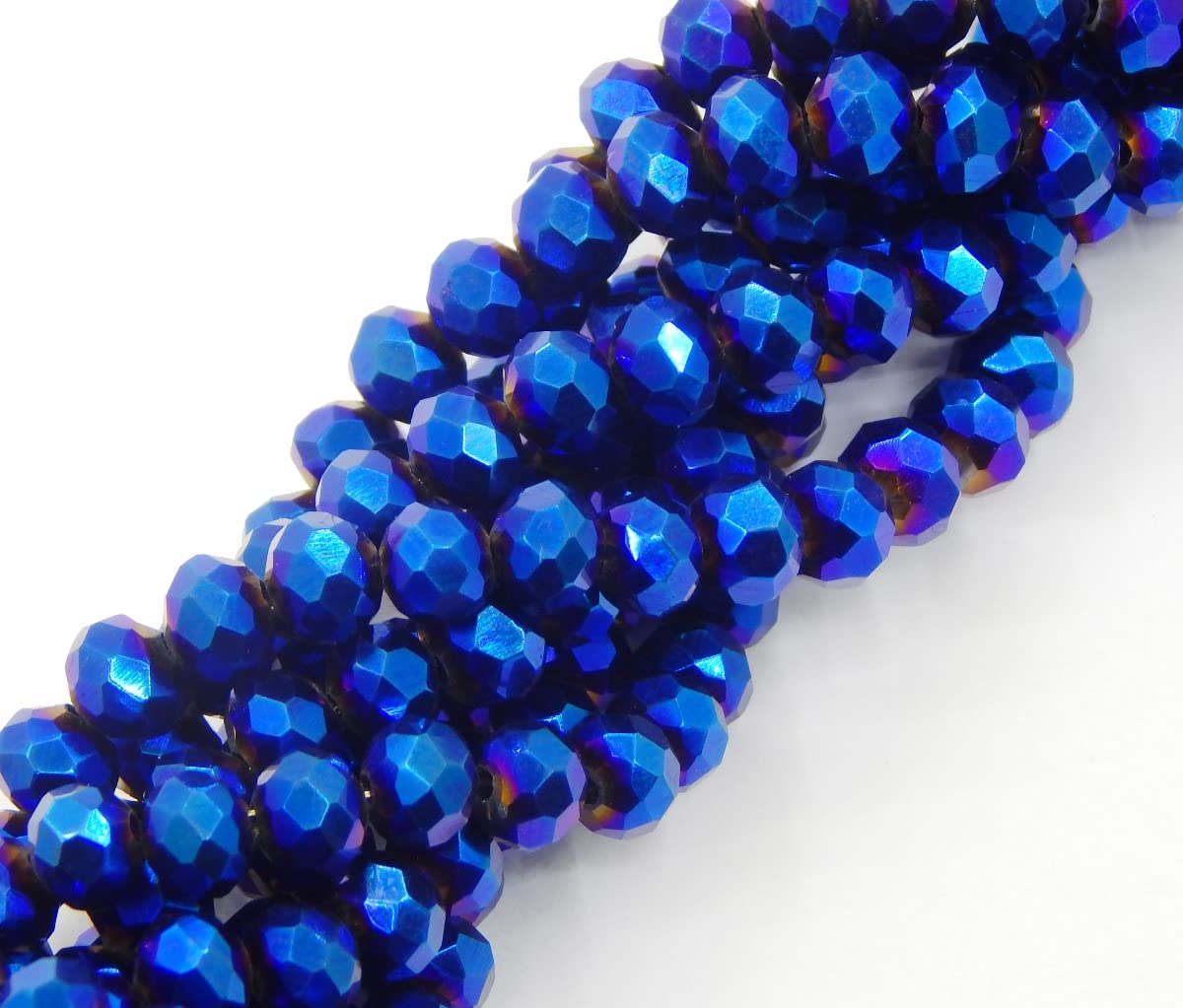 Czech Bohemian Crystal Pearls 4 mm Czech Pearls CZ Glass Cut Beads Faceted Rondelle Beads Glass Crafting Beads 1 Strand (Blue Metallic) Pack of 120