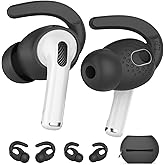 AhaStyle 2 Pairs AirPods 3 Ear Hooks Cover Silicone Earbuds Tips [Added Storage Pouch] Compatible with Apple AirPods 3 2021 (Large + Small, Black)