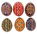 BestPysanky Set of 6 Folk Art Patterns Wooden Ukrainian Easter Eggs 2.5 Inches