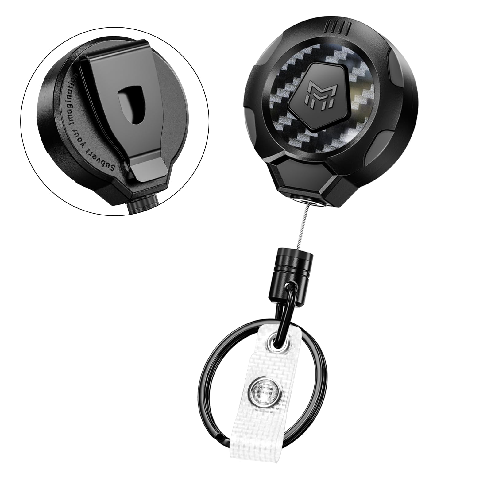 Heavy Duty Retractable Keychain, Belt Clip Ver. & Carabiner Ver, 8 Oz