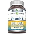 Amazing Formulas Vitamin E Supplement | 400 IU Per Serving | 240 Softgels | Non-GMO | Gluten-Free | Made in USA