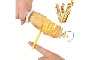 6pcs Tornado Potato Slicer -Stainless Steel Manual Potato Slicer with Ergonomic Handle, Versatile Kitchen And BBQ Tool for BB