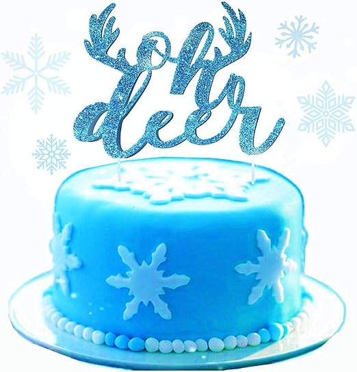 Amazon Com Jevenis Glittery Oh Deer Cake Topper Antler Cake