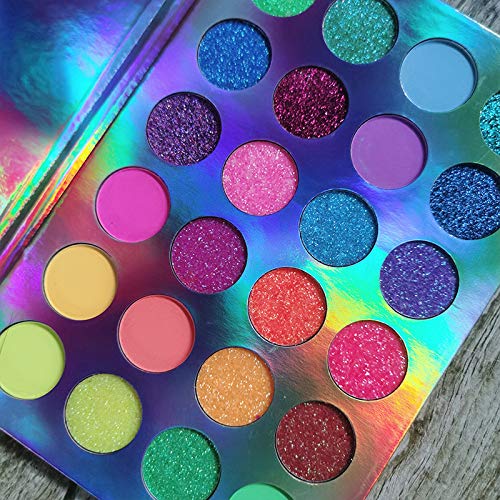 24 Colors Glow in the Dark Eyeshadow Palette, Neon Luminous Matte