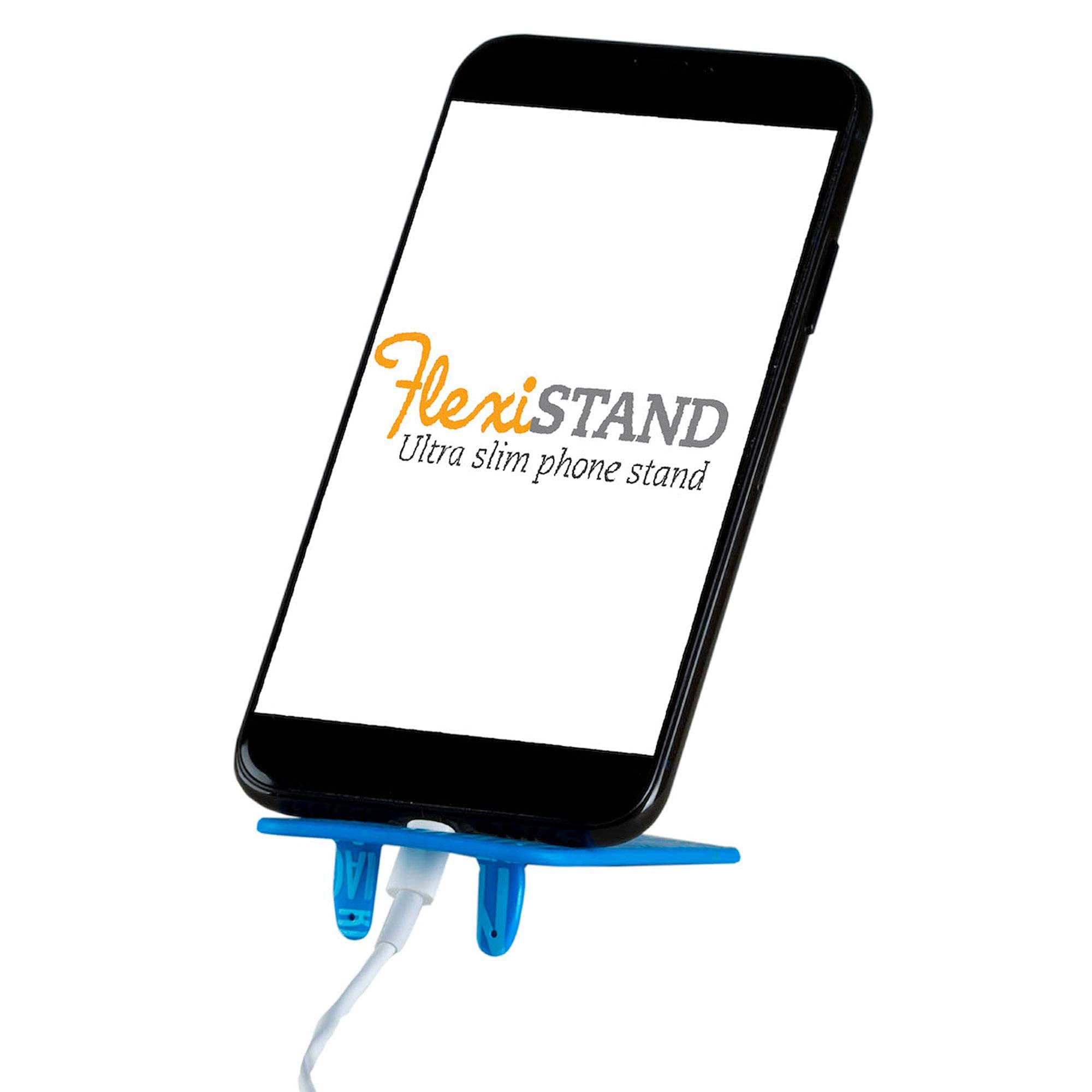 Gifts for Readers & Writers Cell Phone Stand, Fully Adjustable Angle, Foldable Phone Holder, Flexistand Office Desk Accessory, Compatible with All Mobile Phones, Blue Words