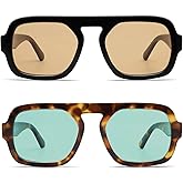 VANLINKER Oversized Retro Square Aviator Sunglasses for Women Men 70s Vintage Style Trendy Big Flat Top Sun Glasses VL9826