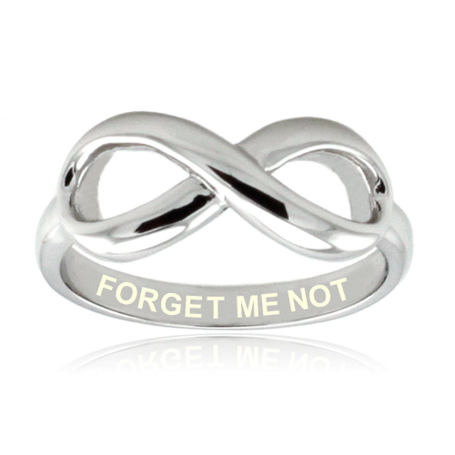 Sterling Silver Forget Me Not Engraved Infinity Ring, Size R 1/2
