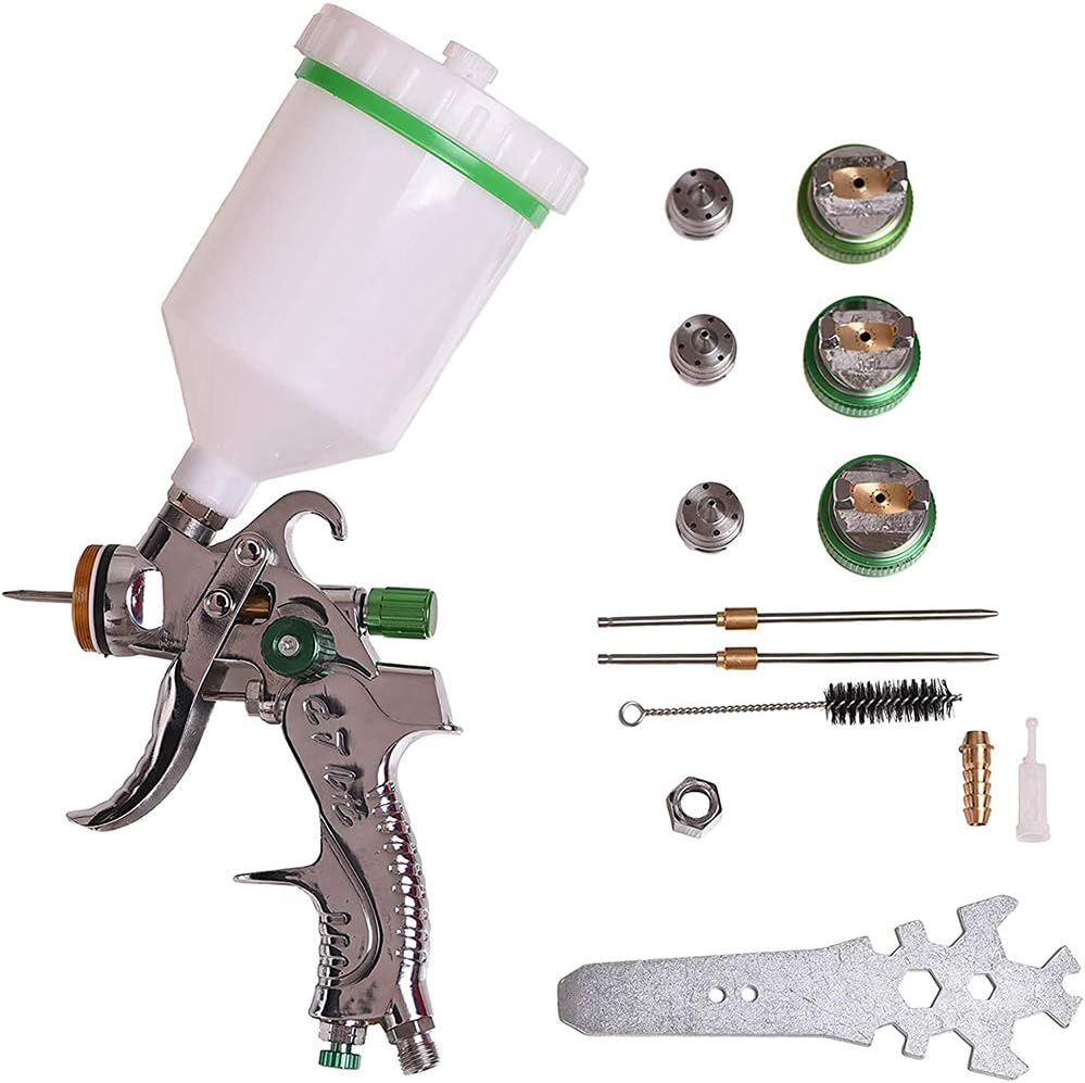 VVV Gravity Feed Air Spray Gun 600CC Cup Paint Sprayer Airbrush Painting Tool Kit with 3 Nozzle 1.4MM 2.0MM 1.7MM