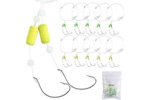UNYLE Sea Bass Hi/Lo Saltwater Fishing Bait Rigs, Pompano Rigs for Surf Fishing, Fluke Flounder Rigs for Saltwater with 2 Circle & Wide Gap Hook, 6/10/15/20 Pack Surf Fishing Tackle