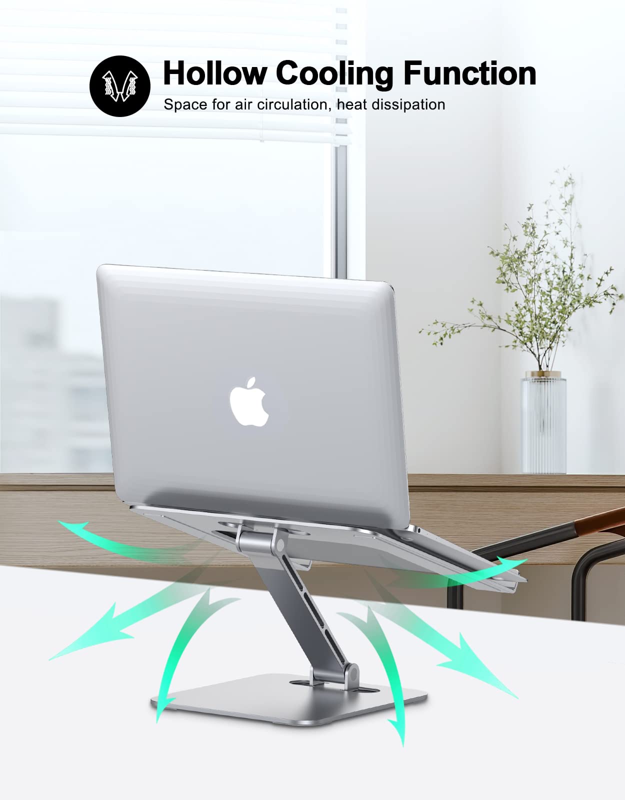 RIWUCT Foldable Laptop Stand, Height Adjustable Ergonomic Computer Stand for Desk, Aluminum Portable Laptop Riser Holder Mount Compatible with MacBook Pro Air, HP, Dell 10-16" - Image 3