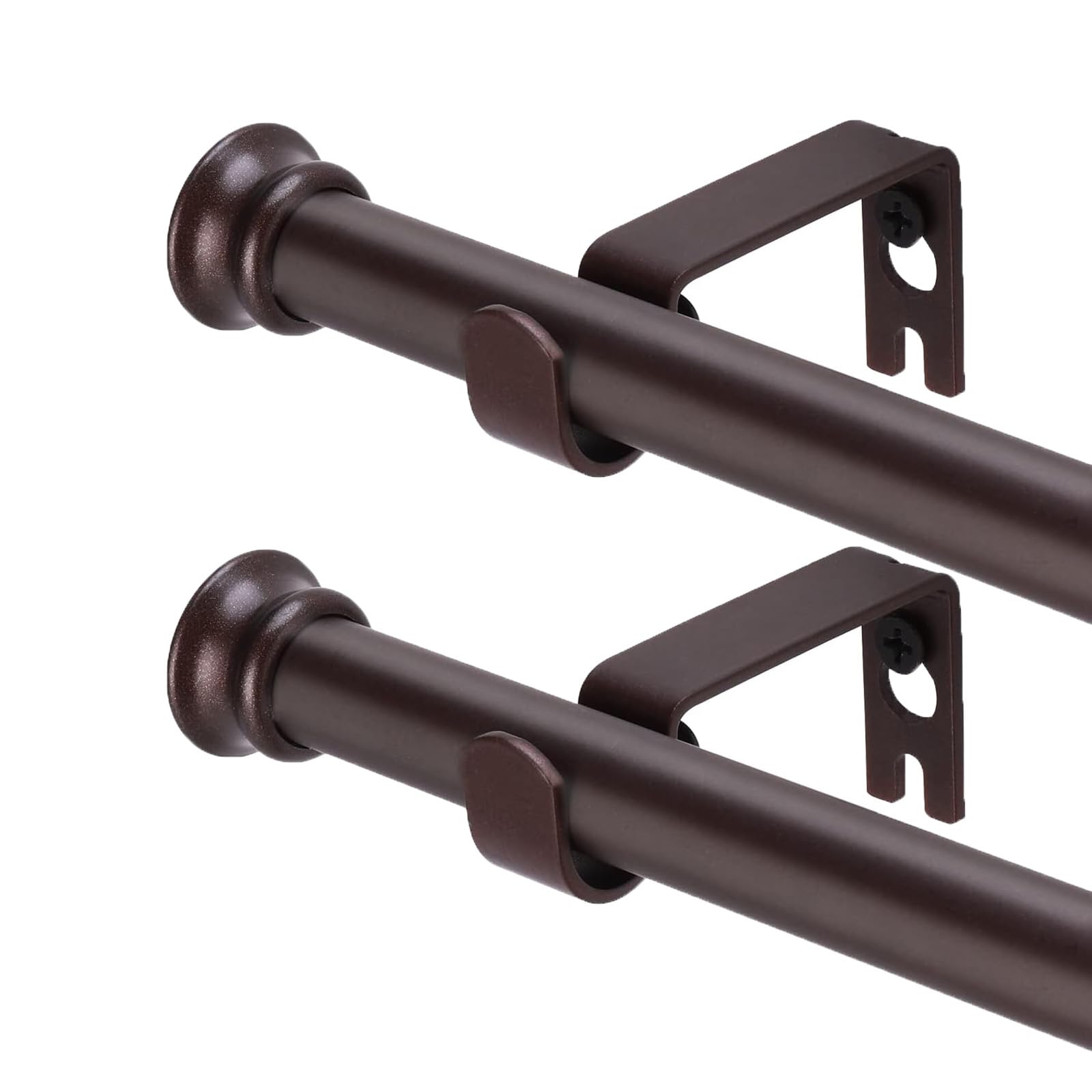 Photo 1 of Curtain Rods 2 Pack 5/8 inch Brown Curtain Rods for Windows 30 to 88 Inch with Brackets Easy to Install for Bedroom Living room Kitchen