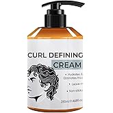 Men's Curl Defining Cream, Long - Lasting Hold Styling Cream for Curly Hair, Hydrates &amp; Boosts Bounce, Frizz Control Adds Shine &amp; Volume Non-Greasy Formula, 280g