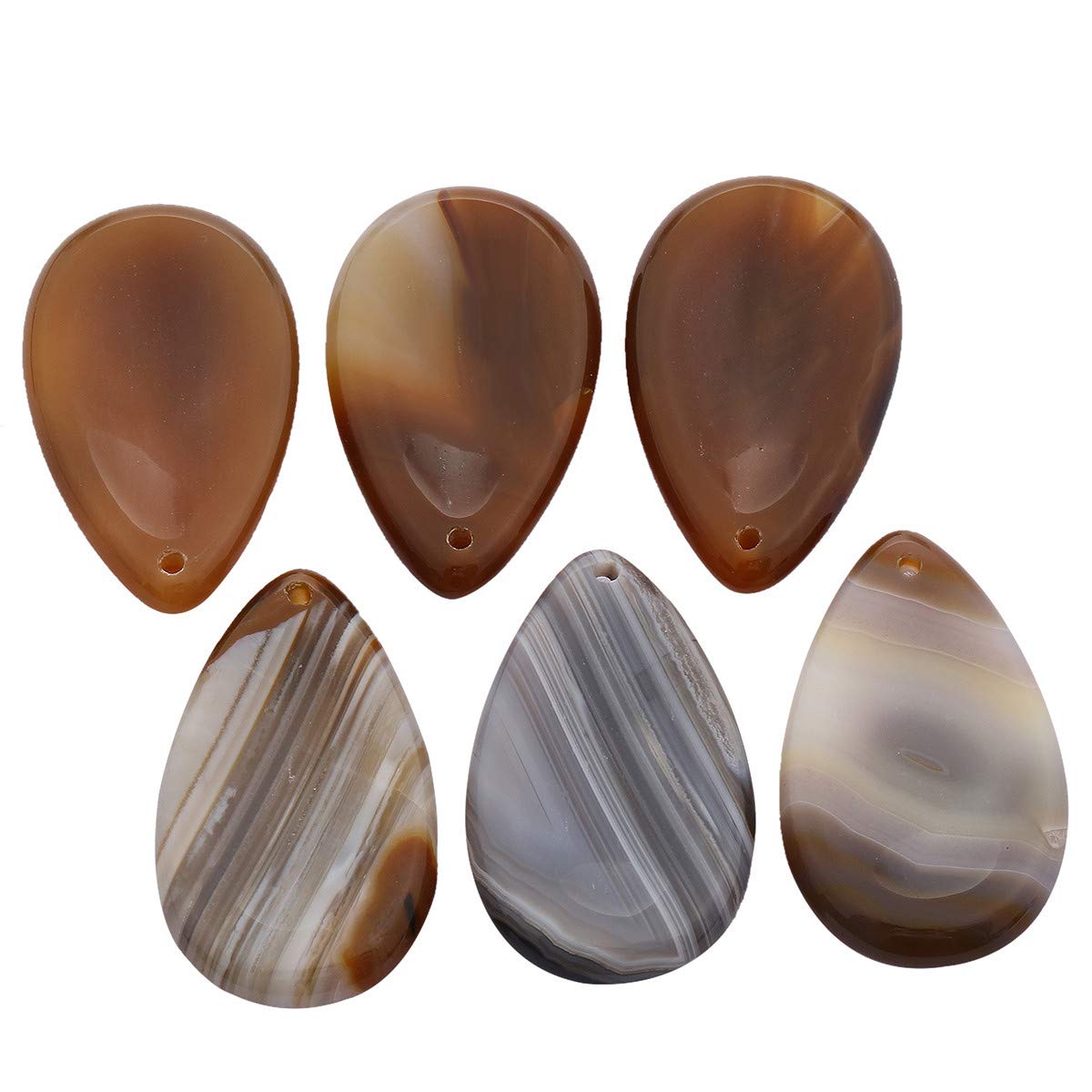 KYEYGWO Healing Reiki Thumb Worry Stone, Polished Top Drilled Stone Pendants for Jewelry Making, Pack of 3