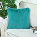 CaliTime Super Soft Throw Pillow Cover Case for Couch Sofa Bed Solid Plush Faux Fur 18 X 18 Inches Teal