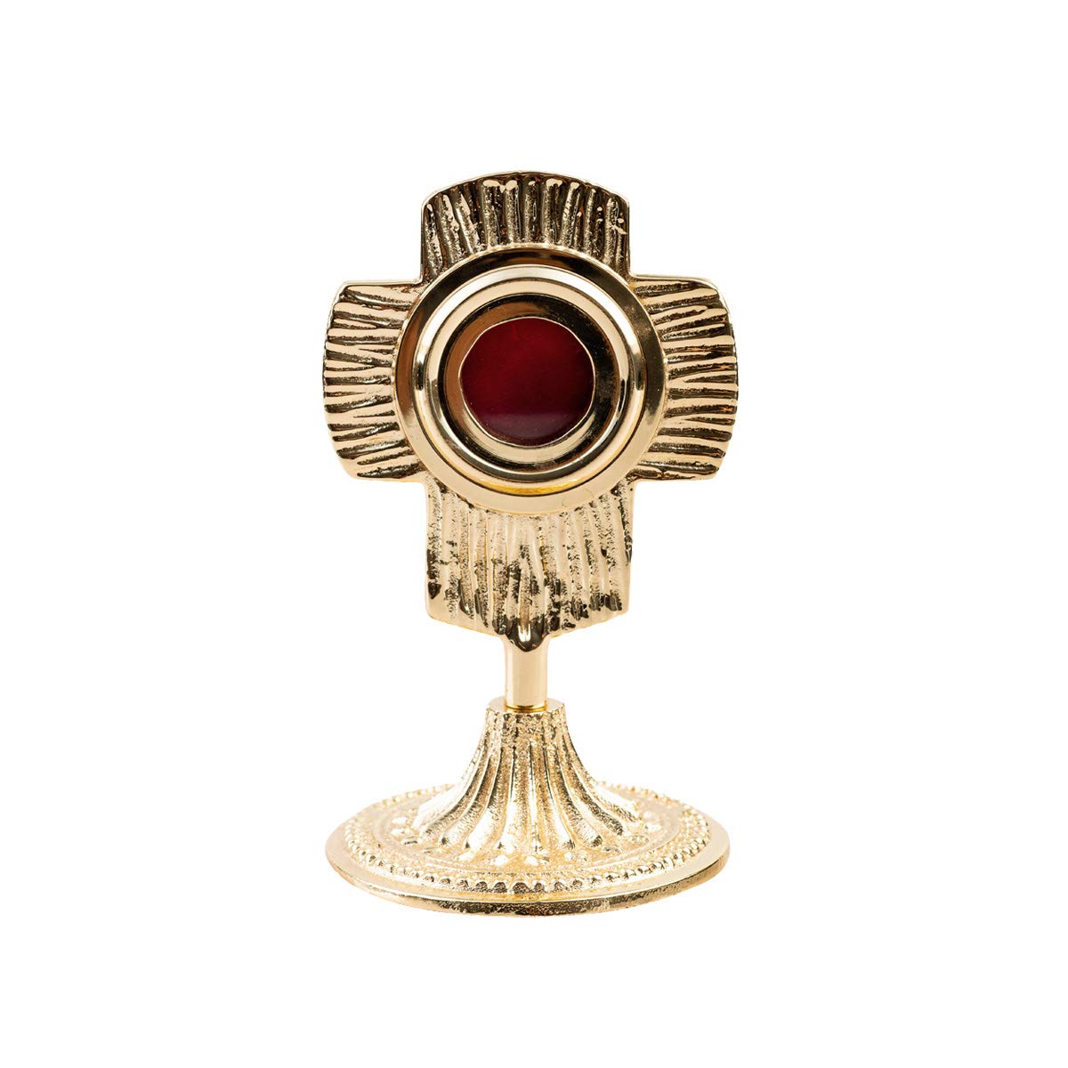 NKlaus 13cm reliquary brass gilded monstrance house altar Luna Ø 4cm opening back handwork 3311