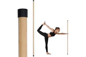 P Polerden Yoga Stick, 5ft Exercise Stick for Mobility, Stretching Stick with Non-Slip Ends, Exercise Dowel for Pilates, Balance Pole and Stretch Bar for Stretching Equipment