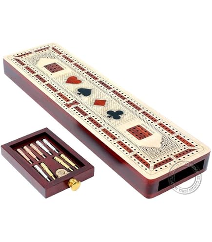 Cribbage Board 'Baum Des Lebens' – Tragbares Holzbrett Für 2 Spieler, 60 Punkte, Mit 6 Metall-Pegs (10,2 Cm)