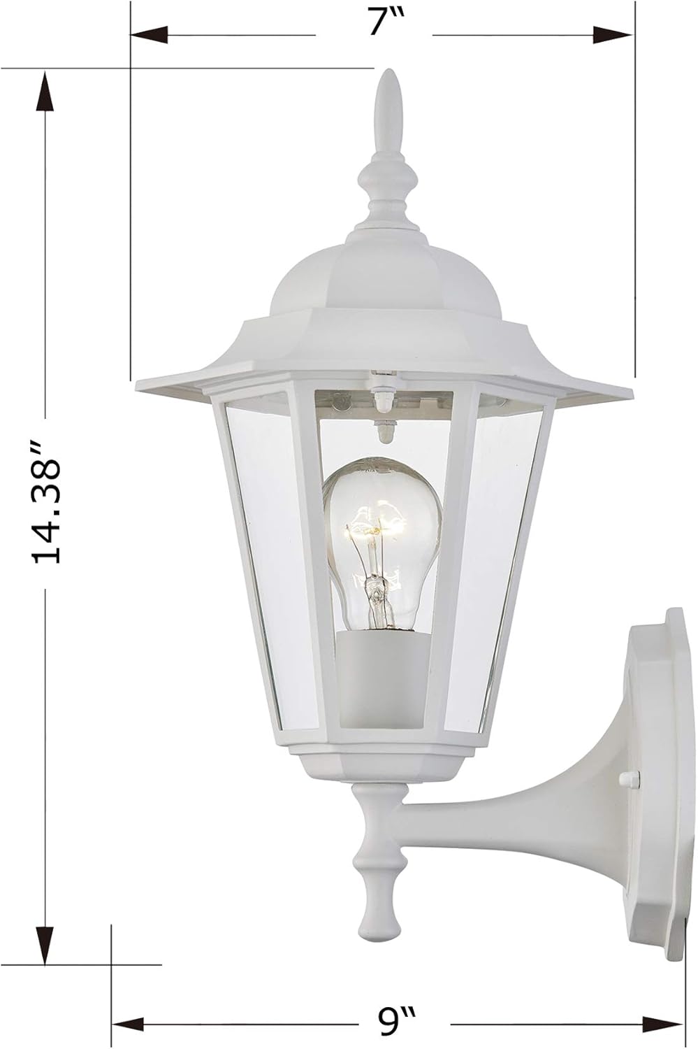 Gruenlich Outdoor Wall Lantern, Wall Sconce as Porch Lighting Fixture with One E26 Medium Base, Aluminum Housing Plus Glass, ETL Rated, Bulb Not Included (White Finish) - - 