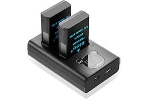 OJelay EN-EL14 Battery 2 Packs Replacement Battery 1100mAh with Dual Battery Charger Smart LED Display Compatible with Nikon 