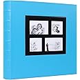 RECUTMS Photo Picutre Album 4x6 500 Photos, Large Capacity Leather Cover Wedding Family Photo Albums Holds 500 Horizontal and Vertical 4x6 Photos with Black Pages (Sky Blue)