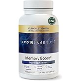 EcoNugenics Memory Boost Supplement – Clinically Studied Ingredients to Support Brain Focus & Health – Nootropic Formula with Bacopa Monnieri, Boswellia Serrata & Ginkgo Biloba Extract – 60 Capsules