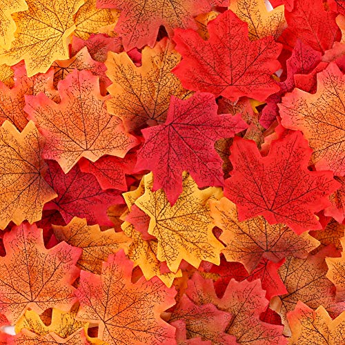 FUTUREPLUSX Fake Autumn Leaves, 300 PCS Artificial Maple Leaves Autumn Leaves for Weddings Autumn Parties Art Scrapbooking Decorations