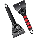 Ice Scraper Snow Frost Ice Removal Tool for Cars and Small Trucks Windshield with Foam Handle-Scratch Free(2Pack)
