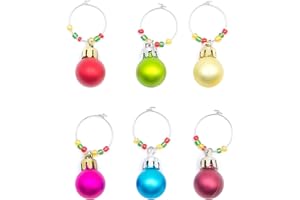 FunIdea Christmas Wine Glass Charms: Ideal Holiday-Themed Decoration Supplies for Wine Tasting Party, Small, Plastic, No Gems