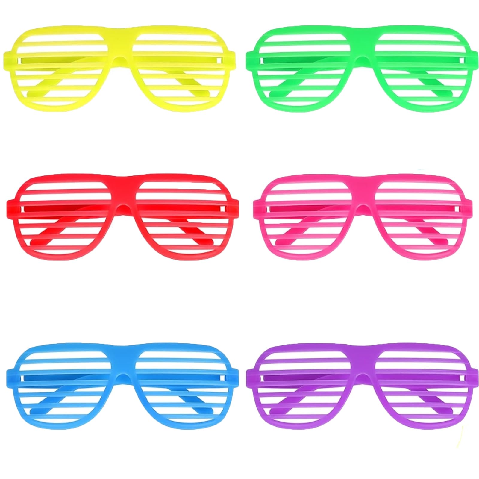 cadelon 6pcs 80s Disco Shutter Glasses,Shutter Brille 80er,Neon Shutter Shades Sunglasses,Shutter Shades Novelty Neon Glasses 80's Party Slotted Sunglasses for 80s Party Fancy Dress Costume Prop
