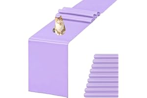 JEVIX 10 Pack Satin Table Runner 12 X 108 Inch Silk Table Runner for Party,Wedding, Birthday, Banquets,Decoration(Lavender)