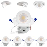 Adetu 4 Pack 6 inch 5CCT LED Eyeball Gimbal Recessed Light, 15W=145W,1700LM | 360&deg;+90&deg; Rotatable Directional, 2700K-5000K Selectable, CRI90+, 5%-100% Dimmable Adjustable Light-ETL&amp;IC Certified