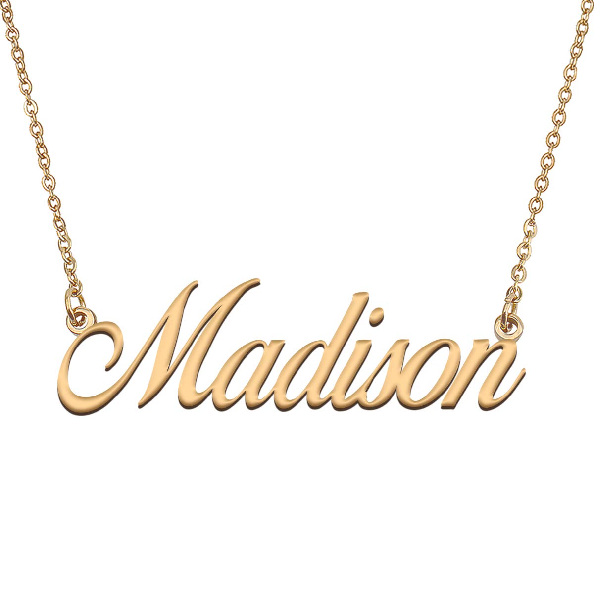 HUAN XUN Madison Name Plate Pendant Necklace in 18k