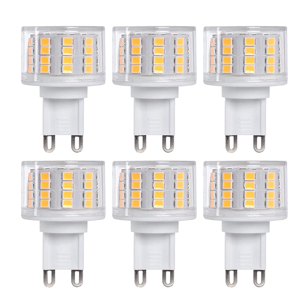 WULUN 6 Pack G9 5W LED Light Bulbs, 52 Led Chips, Equivalent to 50W Halogen Bulbs, 500LM, 3000K Warm White, 360° Beam Angle, AC 220-240V, Non-Dimmable,