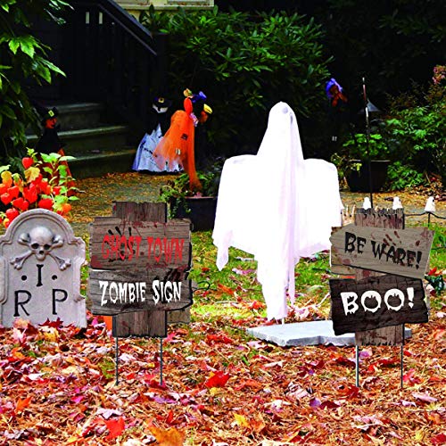 WizPower Halloween Decorations Outdoor Yard Signs Scary Beware Outside Decorations Zombie Vampire Graves Party Supplies
