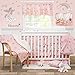 Brandream Unicorn Crib Bedding with Bumpers Blush Pink Baby Bedding Girls Nursery, 100% Soft Cotton, 11 pieces