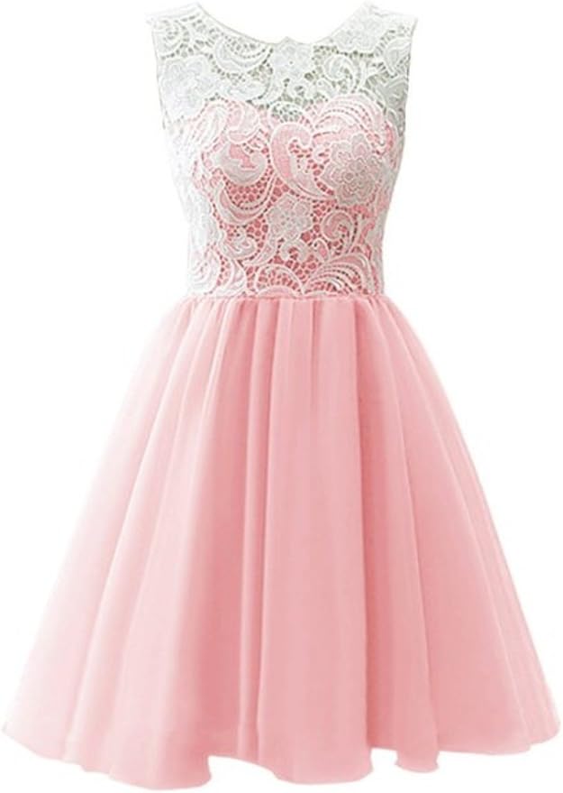 CCBubble Lace Homecoming Dresses O Neck Short Graduation Party