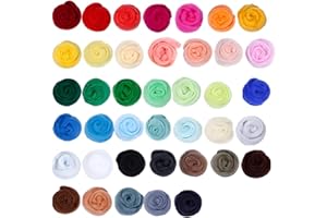 Catopia 40-Color Wool Roving Set – Generous 120g Fibre for Needle Felting, Wet Felting, Blending, and DIY Crafts，no Tools,only wools(40c roving Wool)