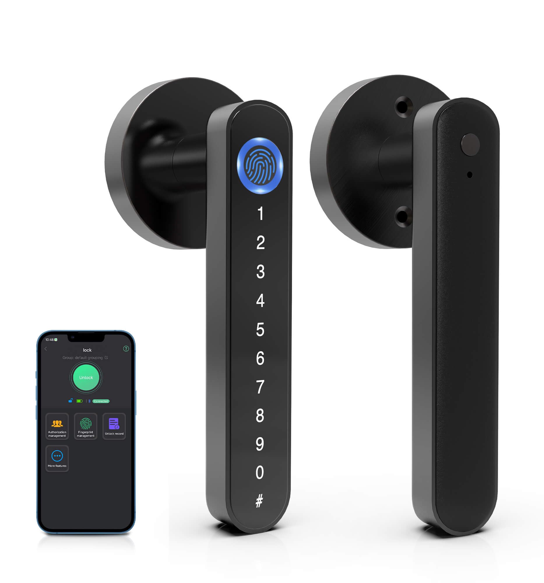 Photo 1 of eLinkSmart Fingerprint Door Knob Lock, Smart Keyless Entry Door Lock with Code Keypad Handle, Electronic Biometric Security Locking Door Lever Locks for Bedroom Interior Indoor Room - Black