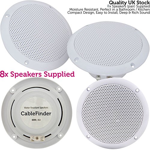 Bar Restaurant Bluetooth Ceiling Speaker Kit 8x 80w Moisture