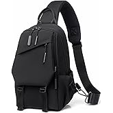 DAYELIVE Waterproof Sling Bag for Mens Crossbody Bag, Wear-Resistant Travel Sling Backpack Chest Bag with Adjustable Shoulder Strap Anti Theft Daypack for Hiking Sports Running Women-Black