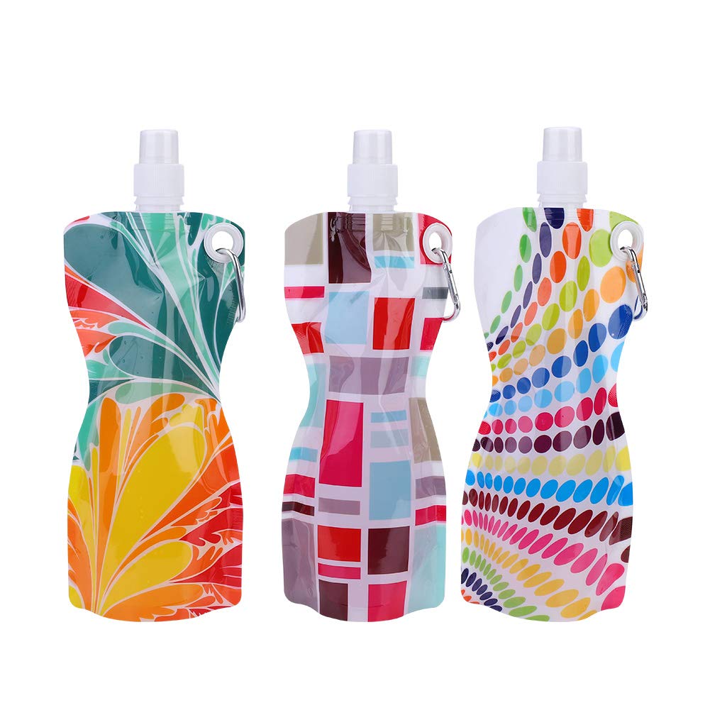VGEBY1 3Pcs Water Bag, 580ML Portable Folding Water Bag for Hiking Camping Sports