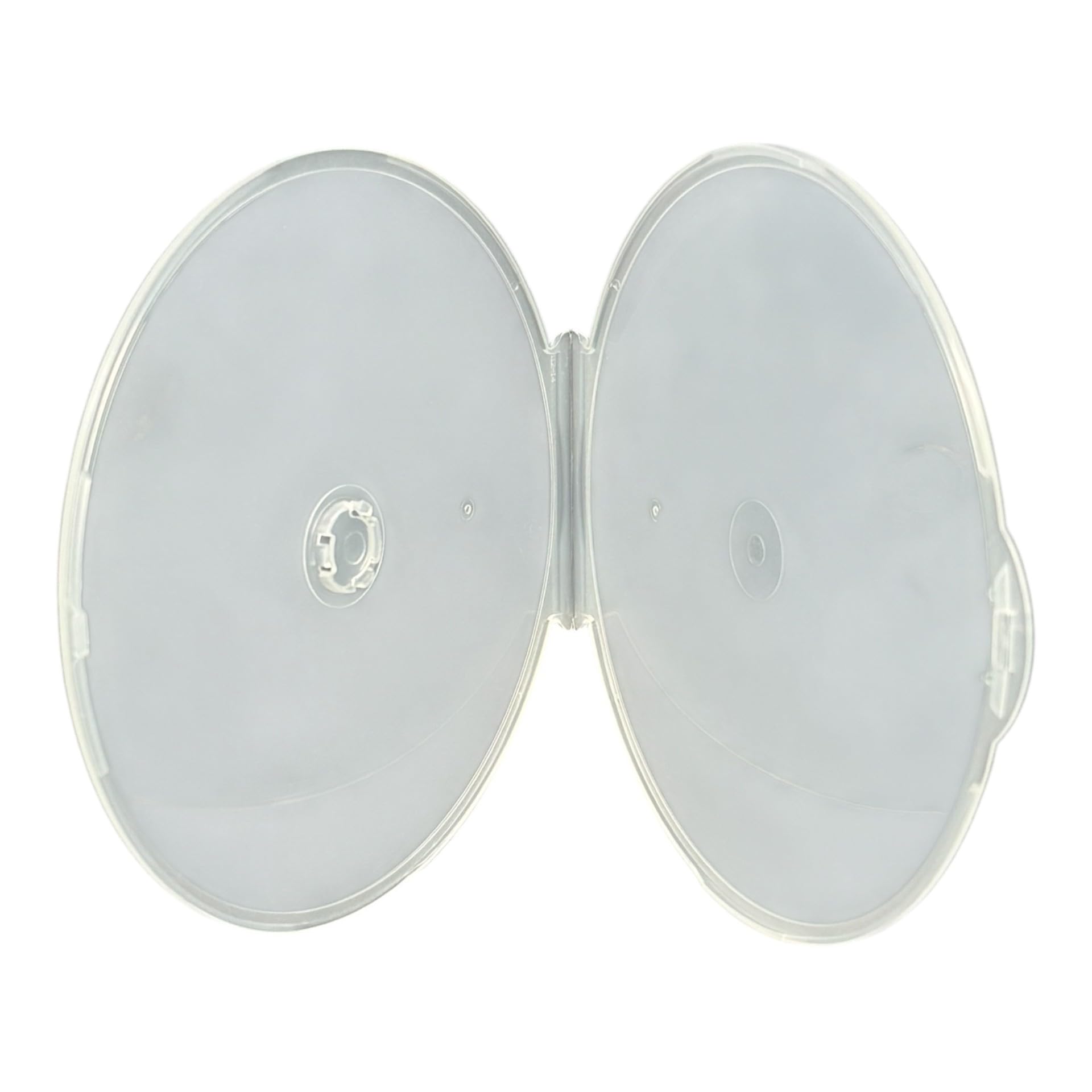 100 x Clear CD Clam Shell Cases, Slim Lightweight C-Shell Disc Storage Cases for 1 CD, DVD or Blu-Ray Disc, Space-Saving Plastic Clamshell CD Holders, Alternative to Standard Jewel Cases